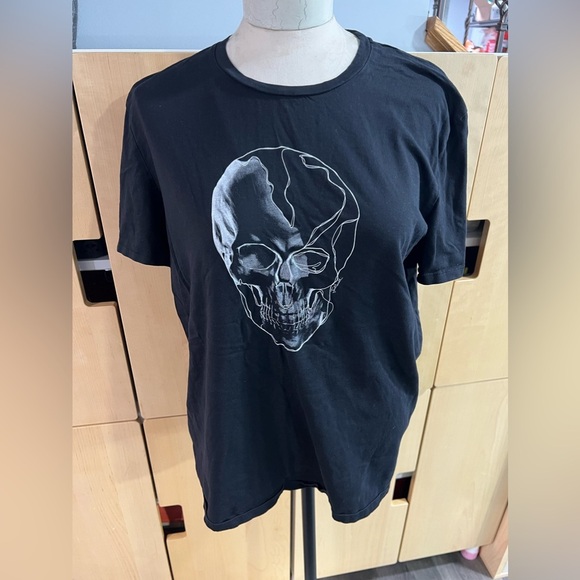 Men’s Black “Just Cavalli” White Skull Design 100% Cotton T-Shirt Large READ - Picture 1 of 8